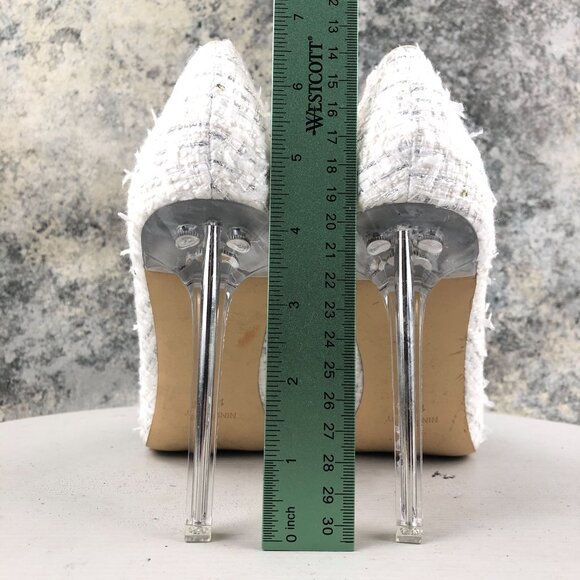 Nine West Women's 10.5M Tatiana White Silver Tweed Pointed Toe High Heel Pumps - Picture 8 of 13
